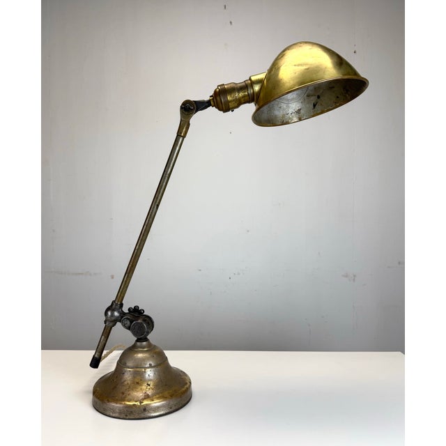 Early 20th Century 1920’s Antique O. C. White Industrial Adjustable Desk Lamp Brass & Steel For Sale - Image 5 of 12