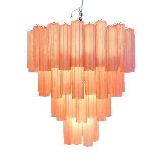 Handmade Murano Glass Chandelier with 80 Pink Tubes from Justfurnituress SRL For Sale