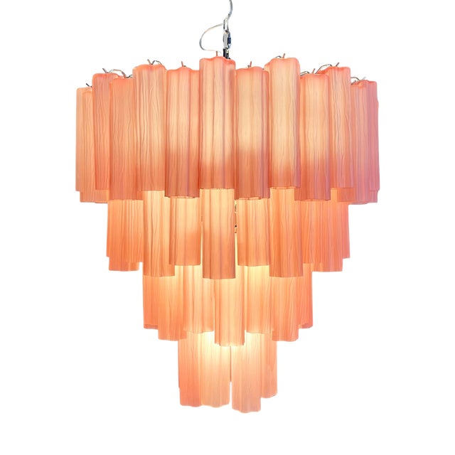 Handmade Murano Glass Chandelier with 80 Pink Tubes from Justfurnituress SRL For Sale