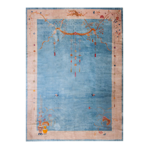Amazing Antique Soft Color in a Floral Design With Exquisite Tradition of Chinese Art Deco Rug