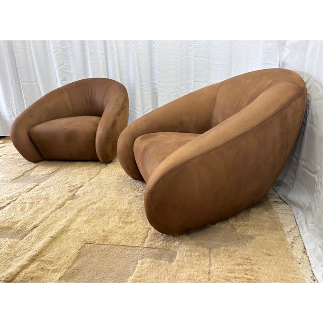 Restoration Hardware Rh Reyna Leather Swivel Chairs (Set of 2) For Sale - Image 4 of 18