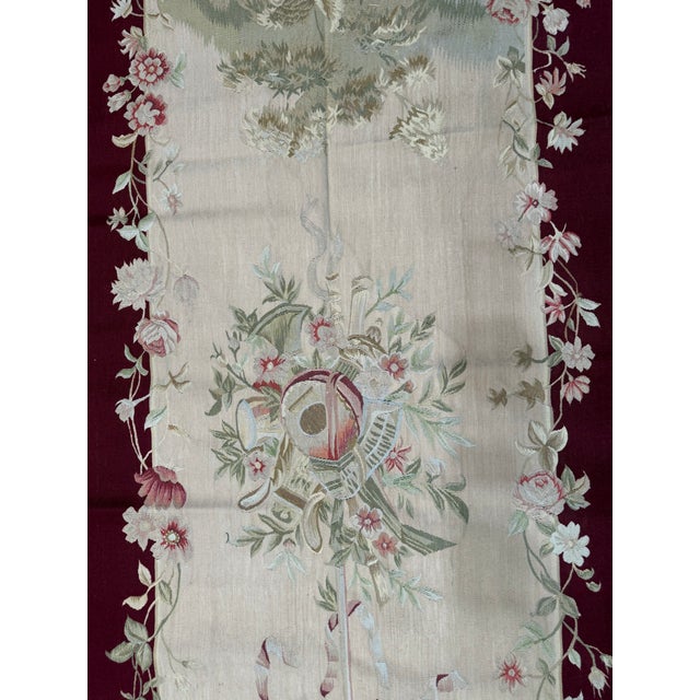 Vintage French Aubusson Style Floral Tapestry Runner For Sale In Los Angeles - Image 6 of 8