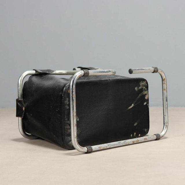Animal Skin Magazine Rack in Tubular Chrome and Leather For Sale - Image 7 of 8