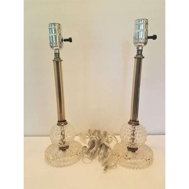 Vintage Hobnail Glass Dressing Table Lamps with Shades Chairish