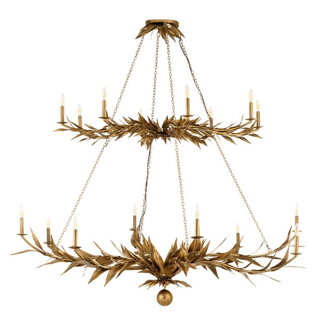 The two-tier Margaret spreads just over six feet across and stands nearly five feet tall  a broad chrome-finished steel...
