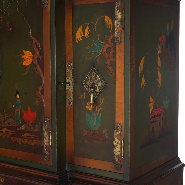 Antique French Style Carved Mahogany Polychromed Chinoiserie Decorated For Sale - Image 4 of 12