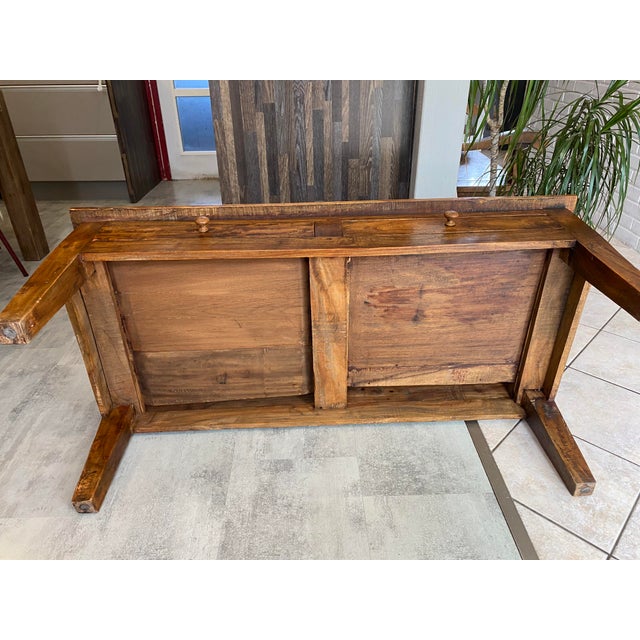 Rustic Farmhouse Coffee Table in Wood with Two Drawers, 1930s For Sale - Image 12 of 18