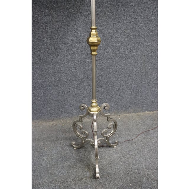 Late 20th Century Directoire Style Stainless & Brass Floor Lamp For Sale - Image 12 of 16