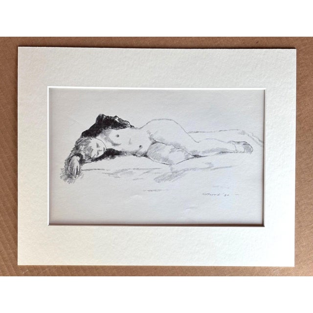 Art Deco Vintage 1939 Print in 11x14 Mat, Ready to Frame: Alexander Brook, "Sleep", EUC For Sale - Image 3 of 3