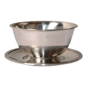 1969 Vintage Stainless Steel Attached Plate Egg Bowl Gravy Boat Hollowware Marked