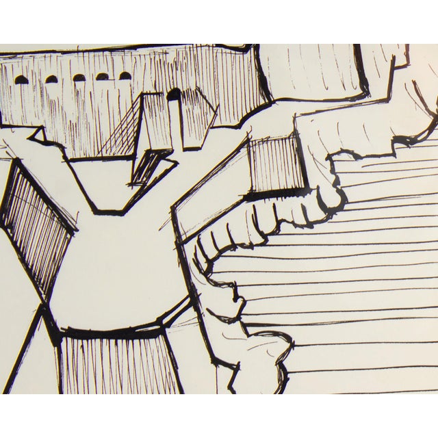 Mid 20th Century Abstract Ink Drawing Signed by Harry Hilson For Sale - Image 5 of 6