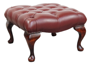 Red-Brown Cowhide Chesterfield Ottoman