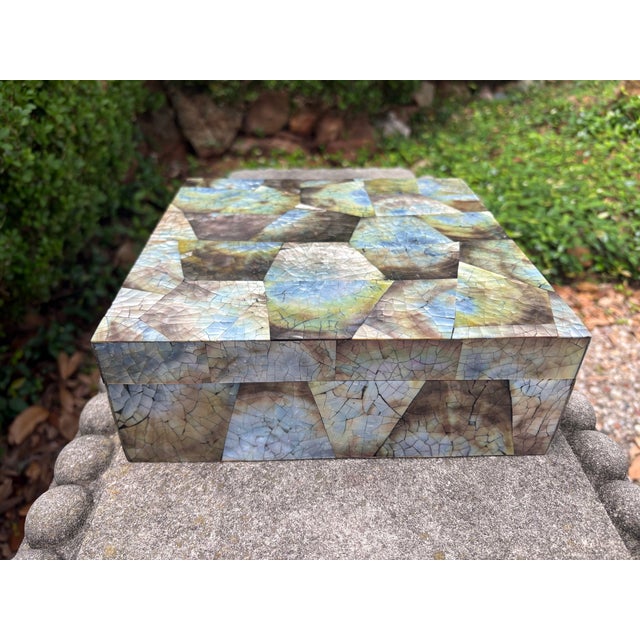Antique White Vintage Tessellated Abalone Box For Sale - Image 8 of 10