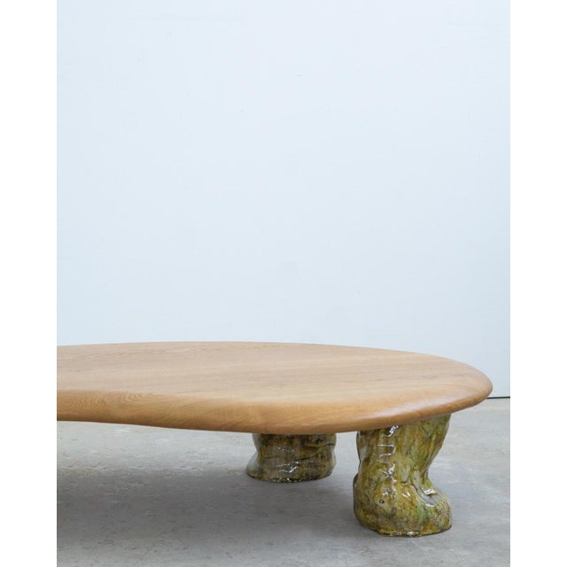 White Oak and Glazed Ceramic Coffee Table by Alexander Knysch For Sale - Image 12 of 15