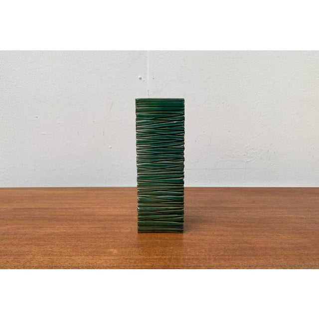 Green Mid-Century Italian Minimalist Pottery Block Vase from Bitossi, 1960s For Sale - Image 8 of 18