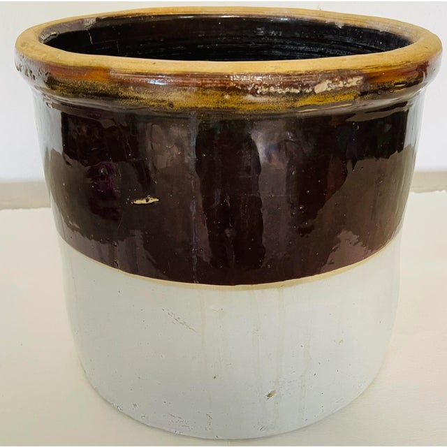 Antique stoneware 5 gallon large crock marked with a 5 on the outside. There is no cover included. The crock is a two-tone...