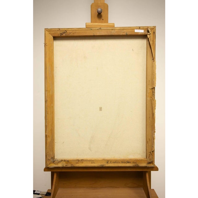 Modern A. Einstein, Rare 1950s New York Modernist Judaica Rabbi Oil Painting Signed A. Einstein For Sale - Image 3 of 3
