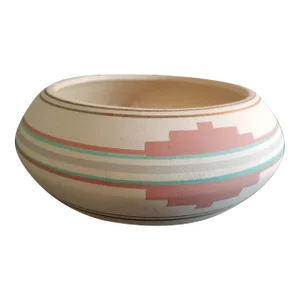 1970s Signed Chevron Southwest Pottery 5" Decorative Bowl