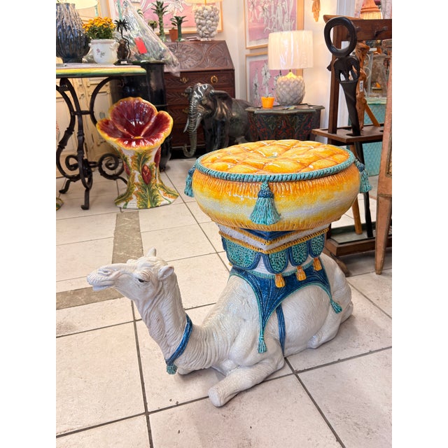 1990s Italian Ceramic Camel Garden Seat For Sale - Image 4 of 7