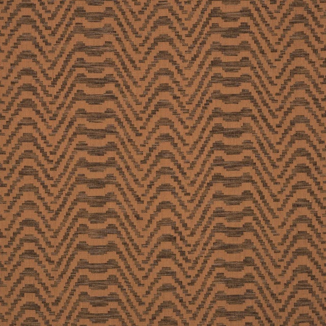 SAMPLE - Schumacher Stepped Chevron Fabric In Sepia For Sale