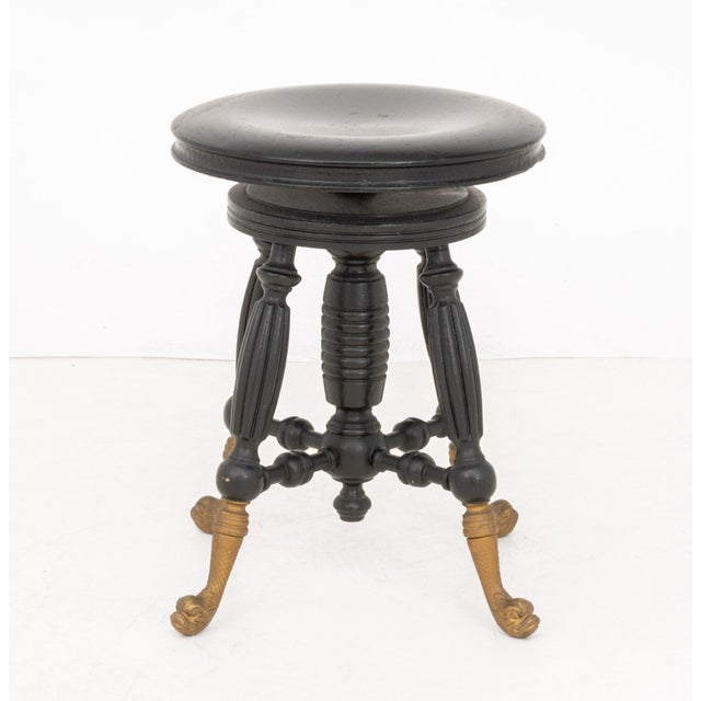 Victorian Victorian Ebonized Circular Piano Stool, Ca. 1900 For Sale - Image 3 of 6