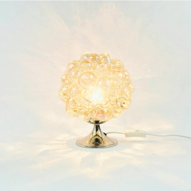 1960s Mid-Century Modern Amber Bubble Glass Table Lamp by Helena Tynell, Germany, 1960s For Sale - Image 5 of 8