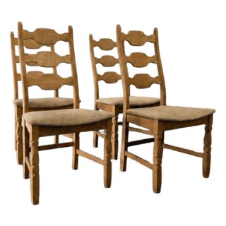 Set of 4 Henning Kjaernulf Razorblade Oak Dining Chairs, Eg Kvalitetsmøbel, Danish Modern For Sale