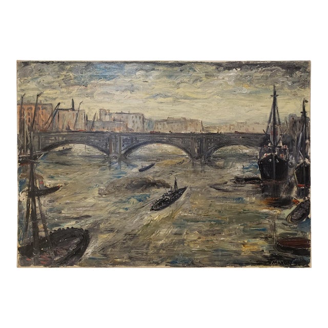 1930's Painting of London and the Thames by German Artist Wilhelm Maxon For Sale