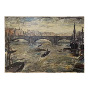 1930's Painting of London and the Thames by German Artist Wilhelm Maxon