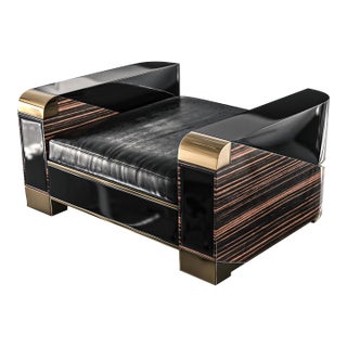 "Semiretta" Ottoman With Bronze, Polished Ebony, Stainless Steel For Sale