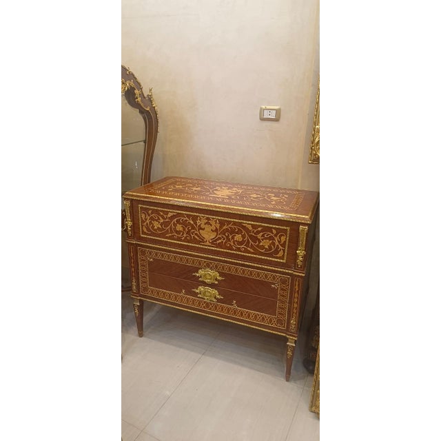 1960s French Louis XVI Secretary Desk | Mahogany Drop Front Writing Desk For Sale In Orlando - Image 6 of 7