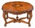 French Louis XV Style Walnut Tea Table With Removable Glass Tray & Floral Marquetry For Sale