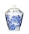 This is a nicely handmade porcelain jar. The blue color graphic is a charming oriental water and mountain scenery....