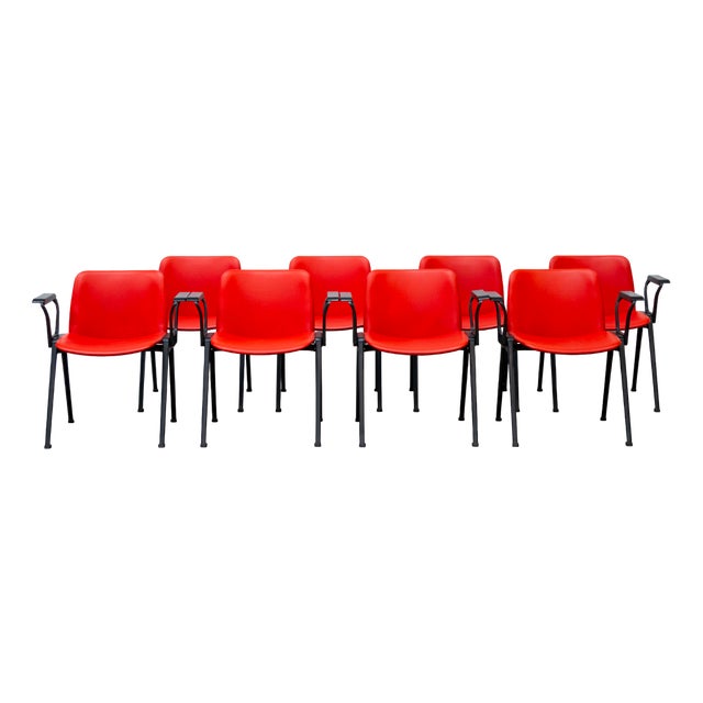 Mod. K Desk Chairs by Lucci & Orlandini for Velca, 1970s, Set of 8 For Sale
