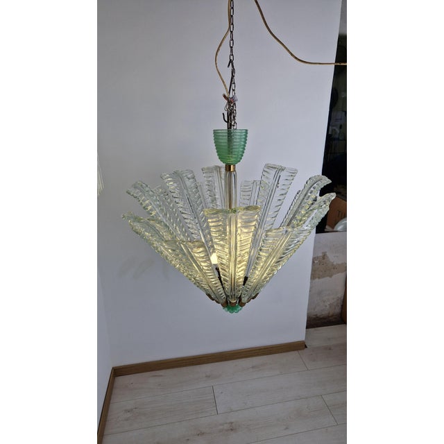 Mid-Century Modern Model 5235 Chandelier in Glass and Brass by Tomaso Buzzi for Venini Murano, 1930s For Sale - Image 3 of 18