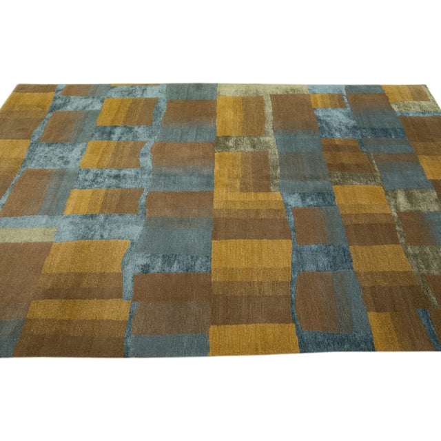 2010s 2010s Modern Shakti Wool & Silk Tibetan Rug With Multicolor Abstract Design For Sale - Image 5 of 7