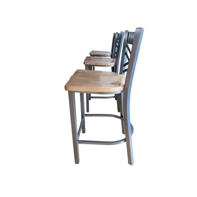 Contemporary Holland Catalina Solid Maple & Stainless Steel Counter Stool Set of 3 For Sale - Image 3 of 17