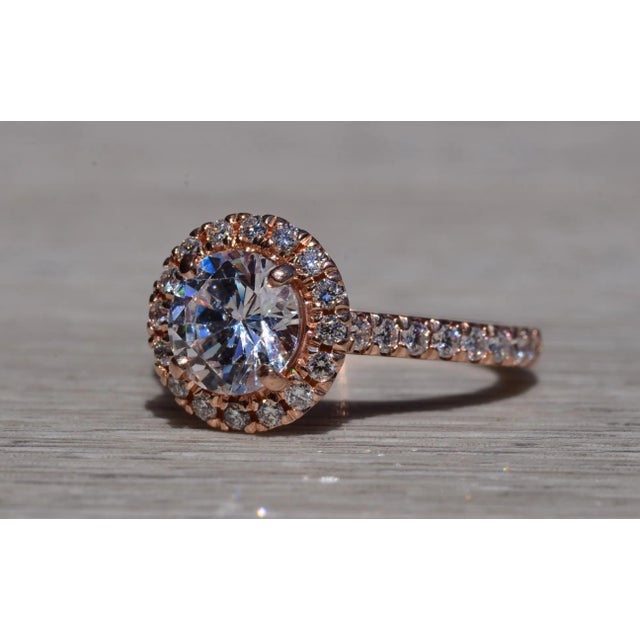 The Argyle: Rose Gold Halo Engagement Ring For Sale In Philadelphia - Image 6 of 12
