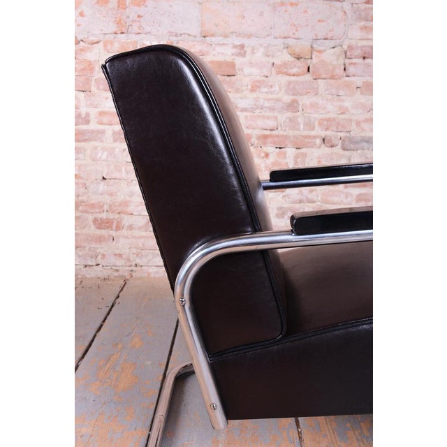Bauhaus Armchair in Chrome and Leather from Hynek Gottwald, Czech, 1930s For Sale - Image 9 of 15
