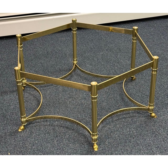 Vintage Labarge Hexagonal Brass and Glass Coffee Table For Sale In New York - Image 6 of 10