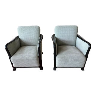 1930s Vintage Swedish Functionalist Era Neo-Classical Birch Wood Armchairs - a Pair For Sale