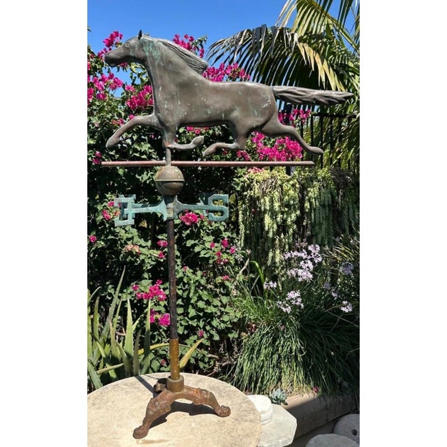 Exceptional 19th Century American Copper Running Horse Weathervane Original Stand For Sale - Image 12 of 18