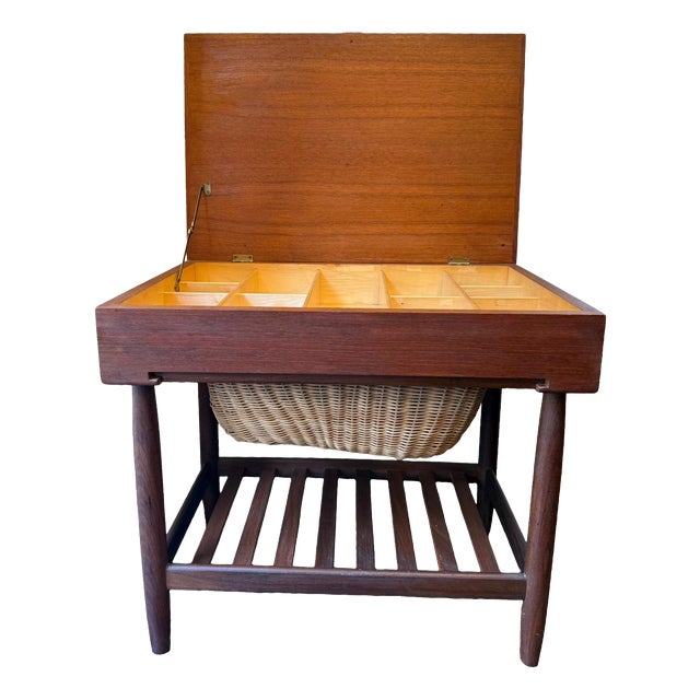Danish Modern Teak Sewing Table by Ejvind A. Johansson for Vitré, Denmark, 1960s For Sale