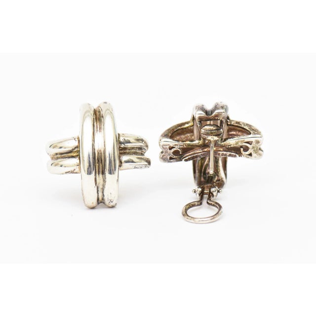 Tiffany Sterling Silver Criss Cross Lever Back Earrings 1990's Pair Of For Sale - Image 10 of 12