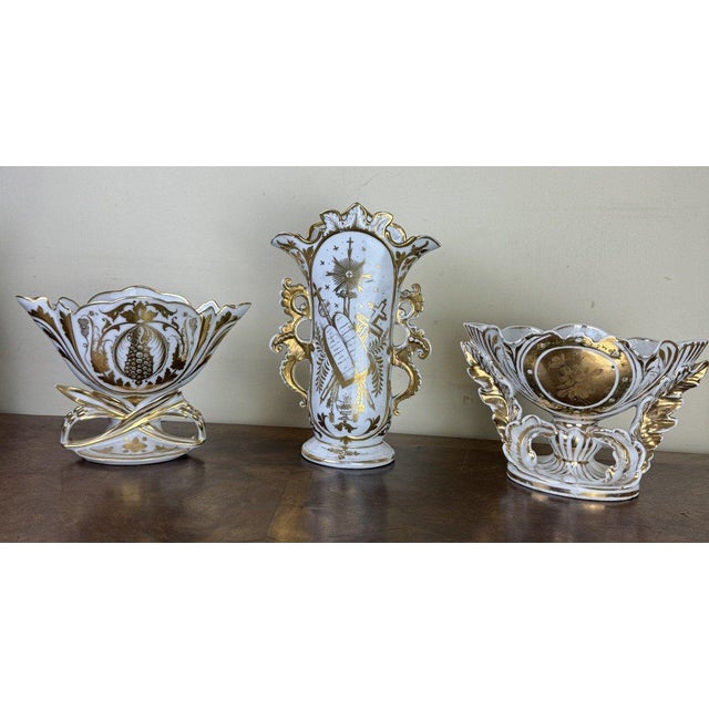 Ceramic Porcelain Altar Vases in Porcelain, Set of 3 For Sale - Image 7 of 7