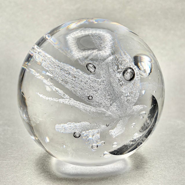 Glass Vintage Kosta Sweden Vicke Lindstrand Mykene Crystal Paperweight For Sale - Image 7 of 8