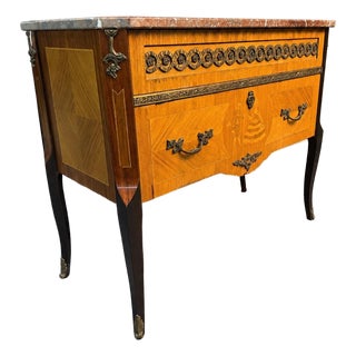 Early 20th Century Swedish Gustavian Louis XVI Style Marble Top Chest For Sale