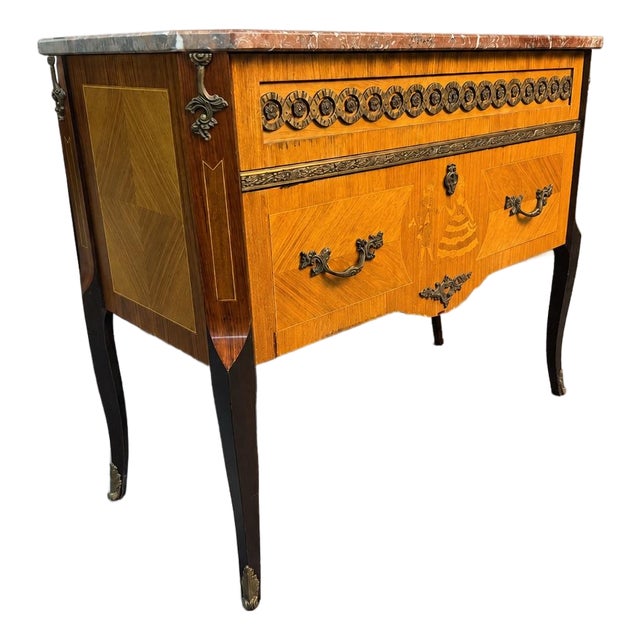 Early 20th Century Swedish Gustavian Louis XVI Style Marble Top Chest For Sale
