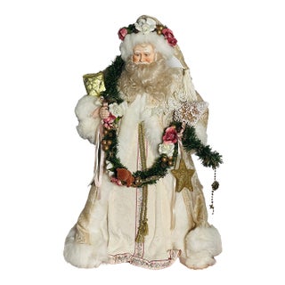 Vintage White Santa Claus Christmas Holiday Tree Topper For Sale