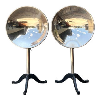 Vintage Ventral Scientific Company Machine Age Labratory Industrial Reflectors - A Pair For Sale